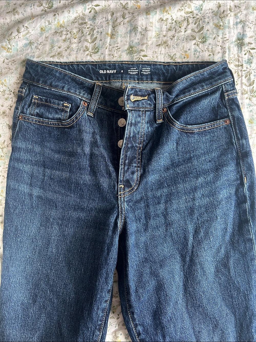 Old Navy Dark Blue Button-Fly High-Rise Jeans